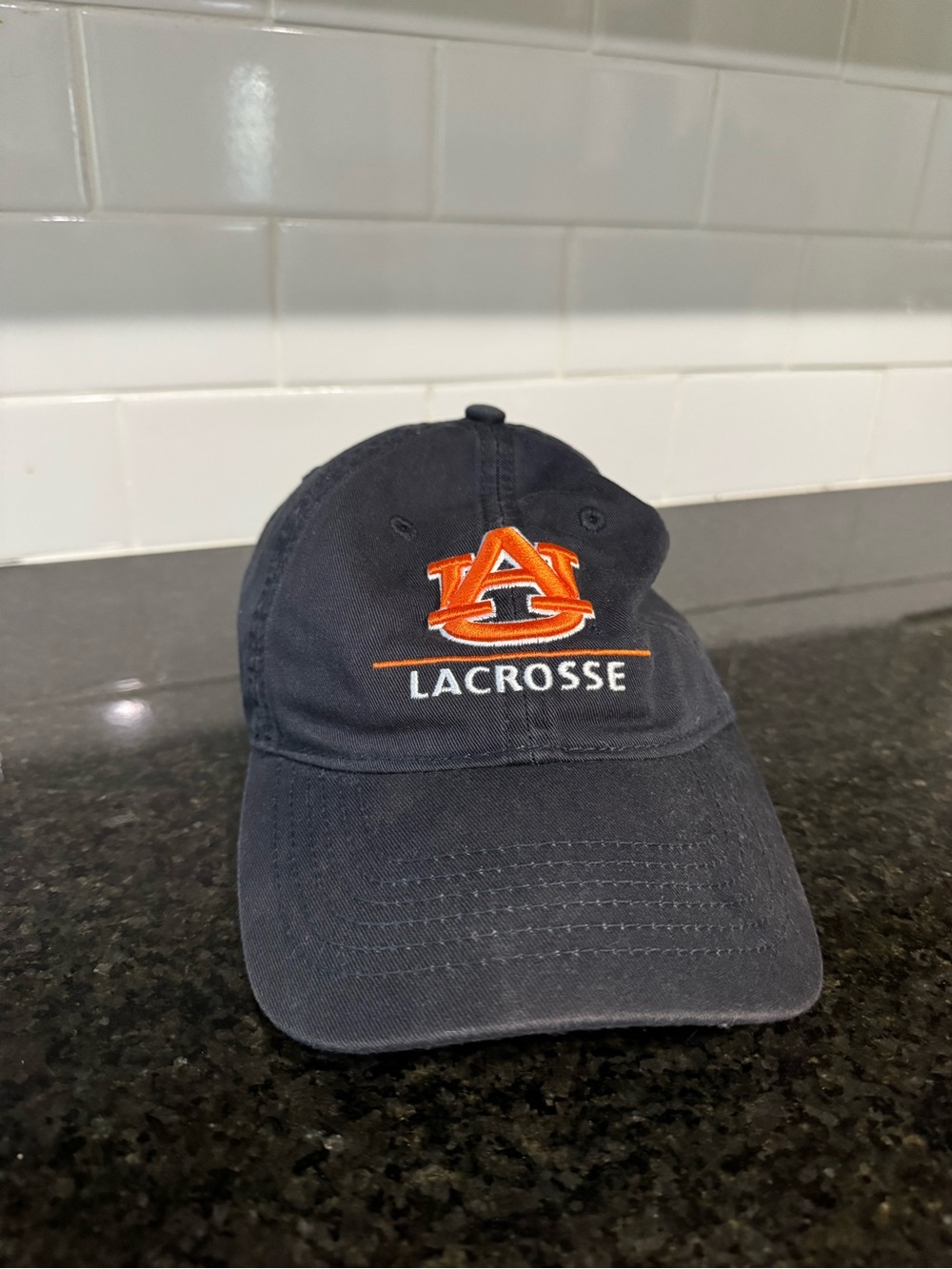 Auburn Lacrosse Embroidered Baseball Cap - Navy